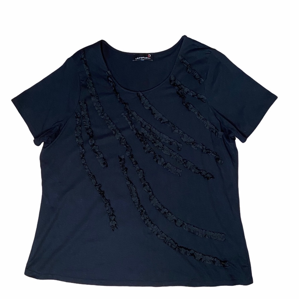 Laura Plus Black Ruffles Short Sleeve Top XXL